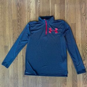 Under Armour Red & Gray XL 1/4 zip. Lightweight. EUC